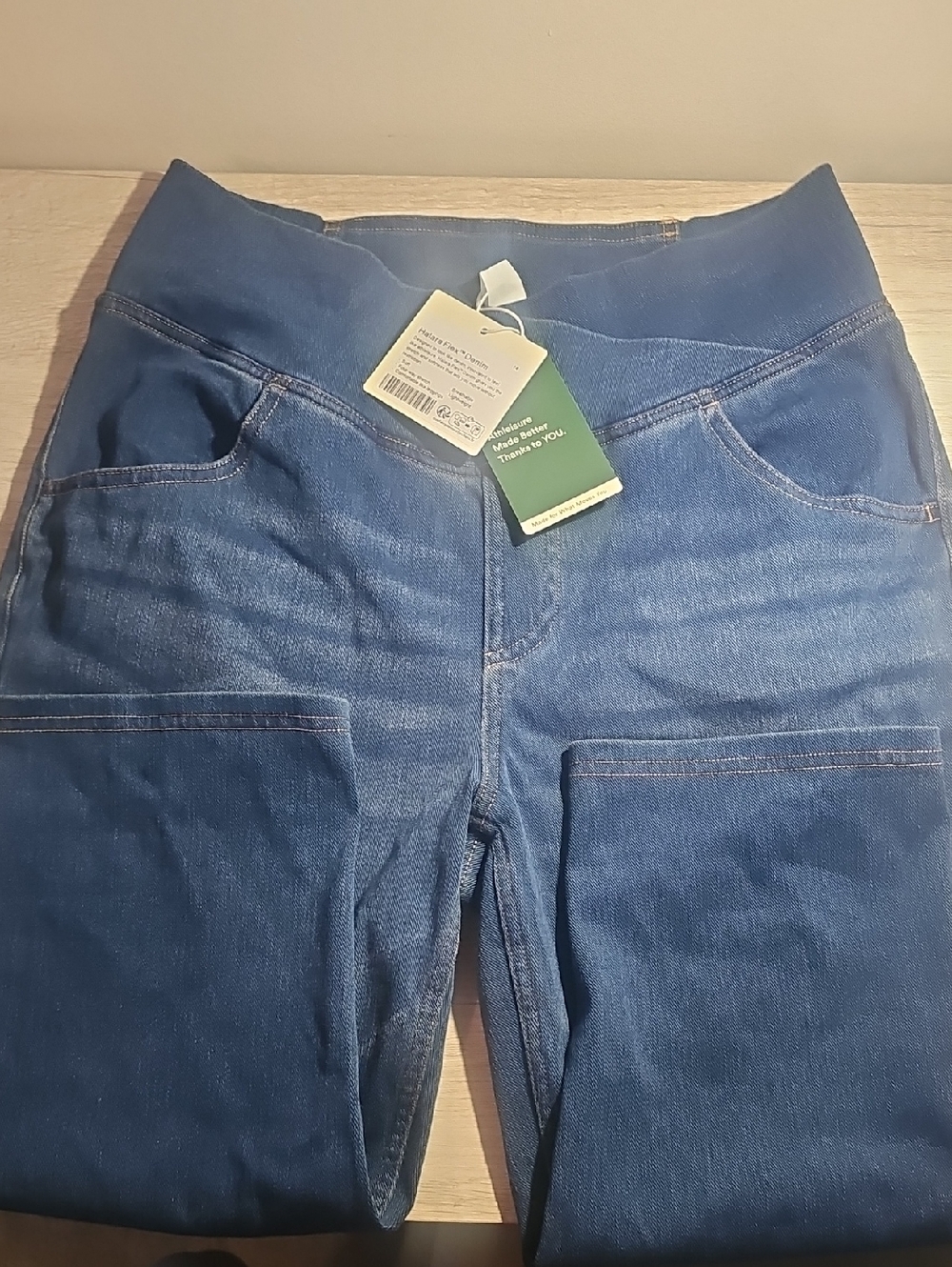 HALARA Above The Knee Pull-On Jeggings with Wide Comfort Waistband - Light blue